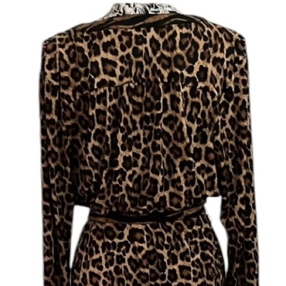 Micheal  Kors size XL black leopard print dress gold chain detail optional belt